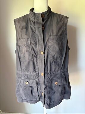 L.L. BEAN Women's Grey Ripstop Field Cargo Utility Vest